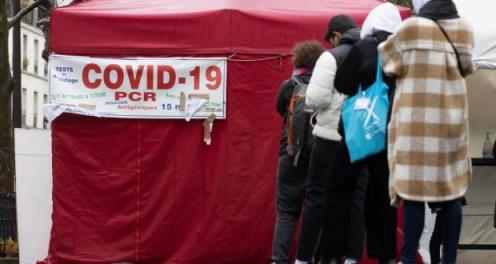 Queuing for a shot: Outside a Covid-19 testing site in Paris on Monday. Photograph: EPA