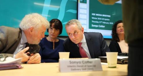 Dr Kevin Kelleher talks to Paul Reid, chief executive of the HSE. Photograph: Nick Bradshaw 