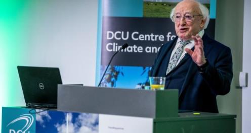 President Michael D. Higgins pictured at the DCU Centre for Climate and Society inaugural co<em></em>nference at which he delivered a significant keynote address a<em></em>bout Ireland's respo<em></em>nse to climate change. Pic Kyran O'Brien DCU