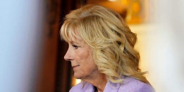 First lady Jill Biden visits the Co<em></em>ngress Library, July 12, 2022 on Capitol Hill in Washington.