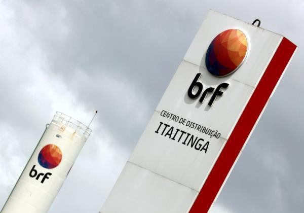 Meat processing company BRF SA's logo is pictured in its unit in Fortaleza